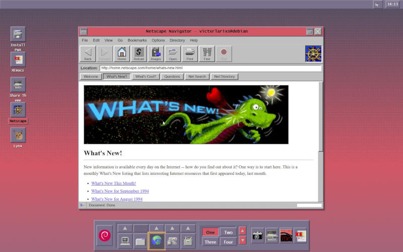 The user restored a 1994 Linux with a graphical interface that runs directly in the browser.