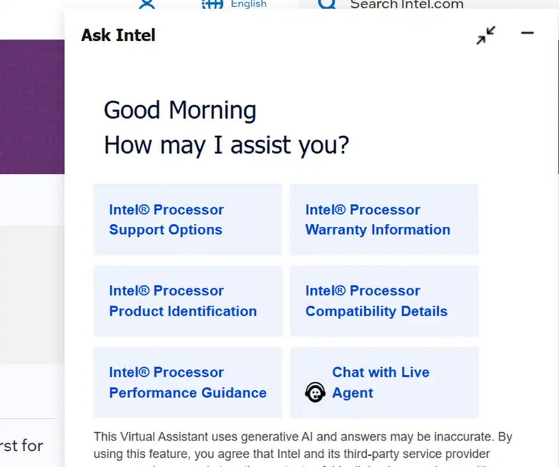 Intel integrated artificial intelligence into its support service, but it provides inappropriate and risky recommendations