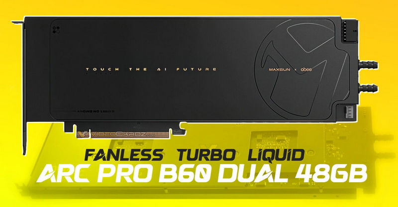 MaxSun introduced two dual‑headed Arc Pro B60 Dual graphics cards without fans