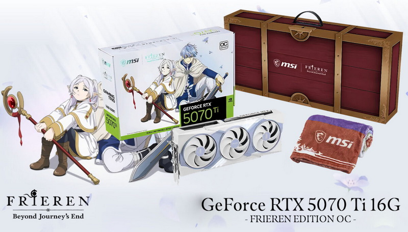 MSI unveiled the GeForce RTX 5070 Ti bundled with a “blanket” and other models from the Frieren series: Beyond Journey’s End, based on the popular anime.