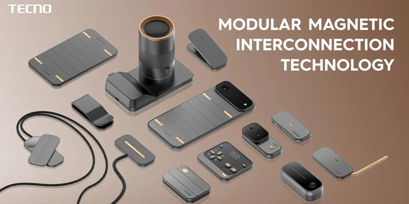 Tecno introduced a concept of a modular magnetic phone inspired by Google's Project Ara