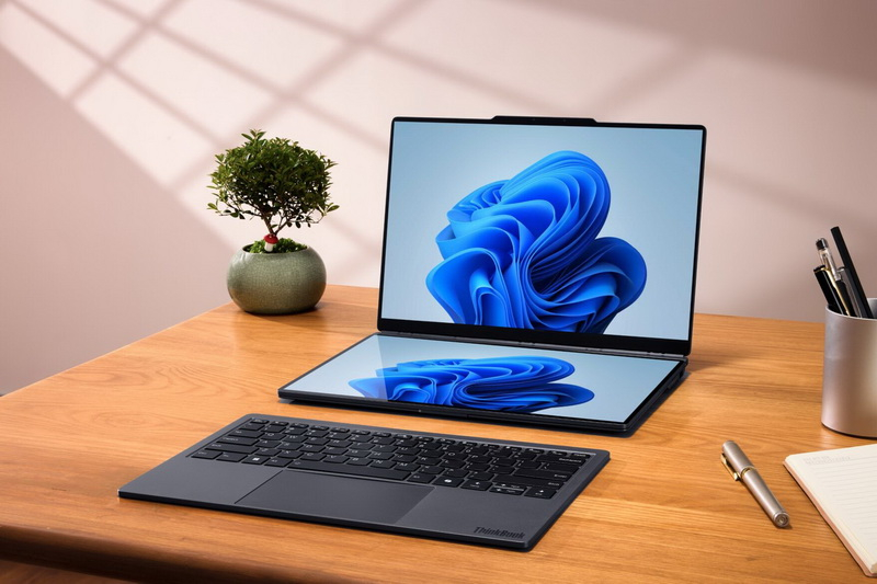 Lenovo unveiled a new modular laptop, the ThinkBook Modular AI PC, equipped with dual screens and a detachable keyboard
