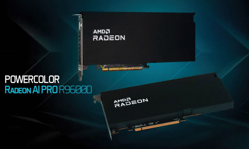 PowerColor introduced the compact professional graphics card Radeon AI PRO R9600D with a 12 V‑2×6 power supply configuration.