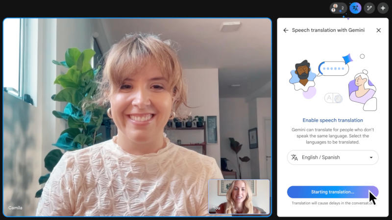 Google Meet now supports live voice translation, but the service is paid.